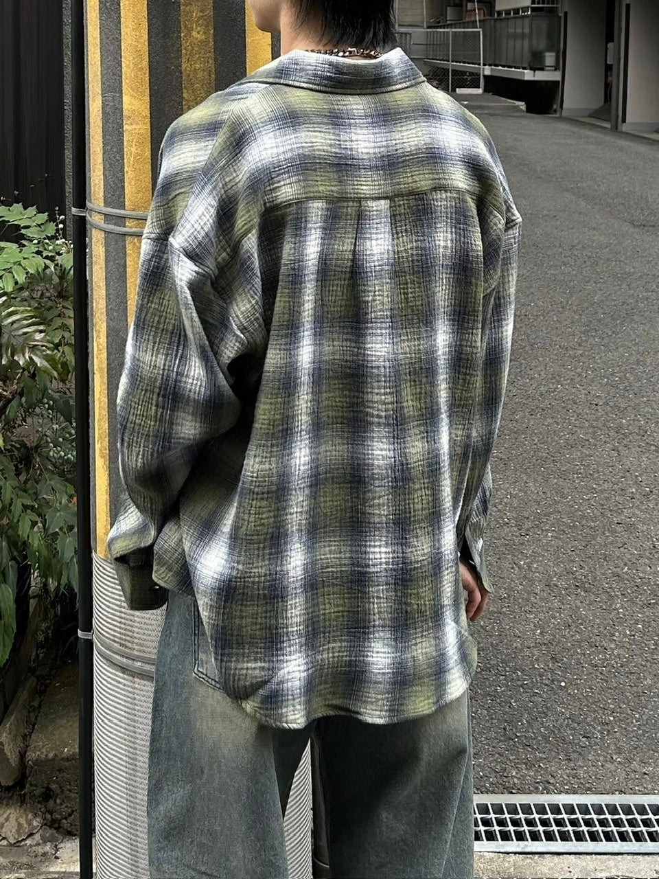受注制【Chikashitsu +】shadow check shirt (2color) / 【チカシツプラス】シャドウチェック長袖シャツ