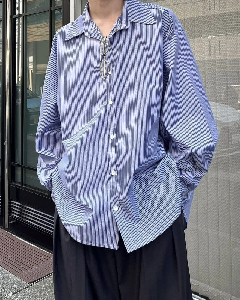 受注制【Chikashitsu +】oversized stripe shirt (2color)