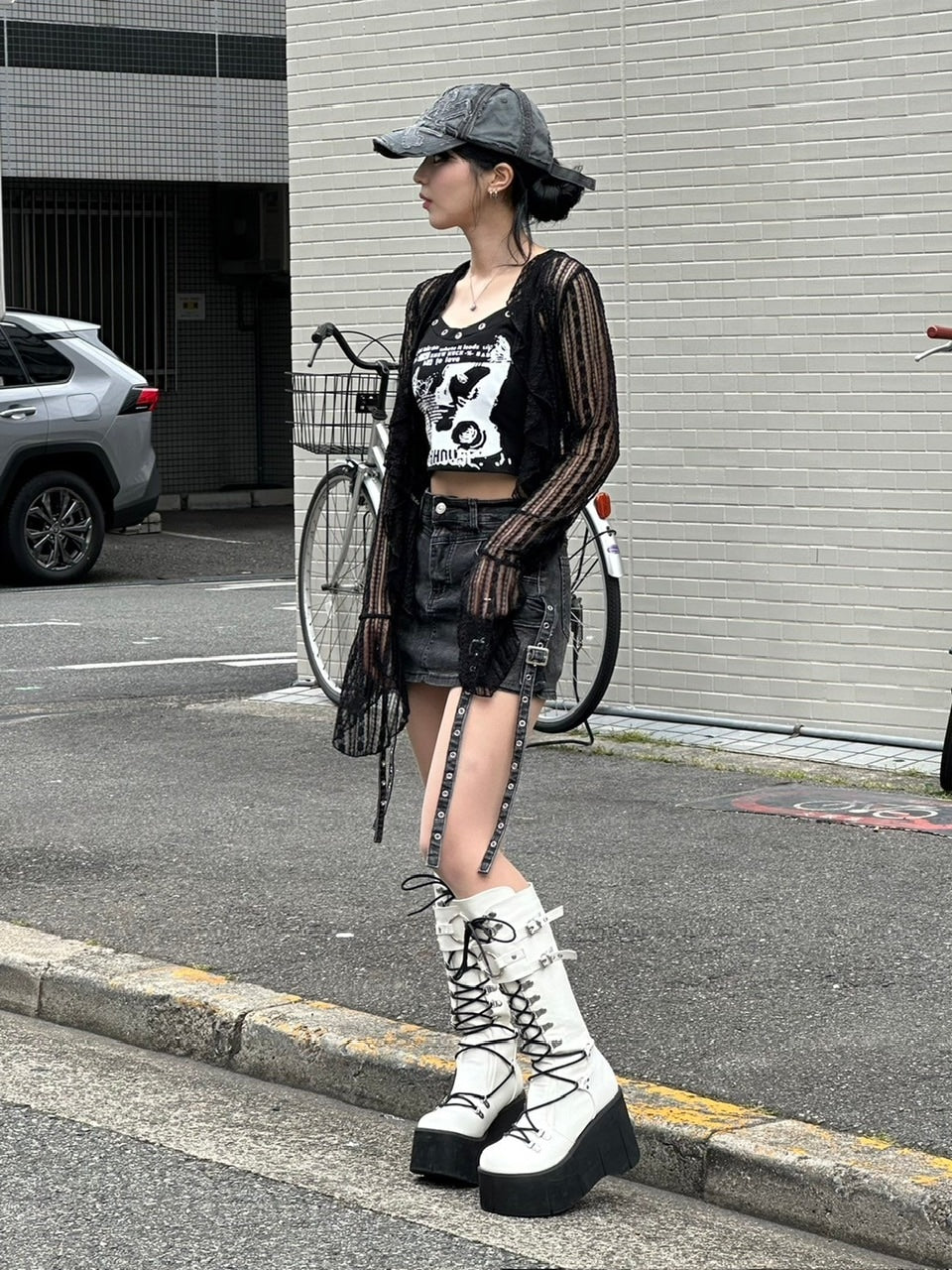 受注制【Never mind the XU】cargo denim skirt (2color)