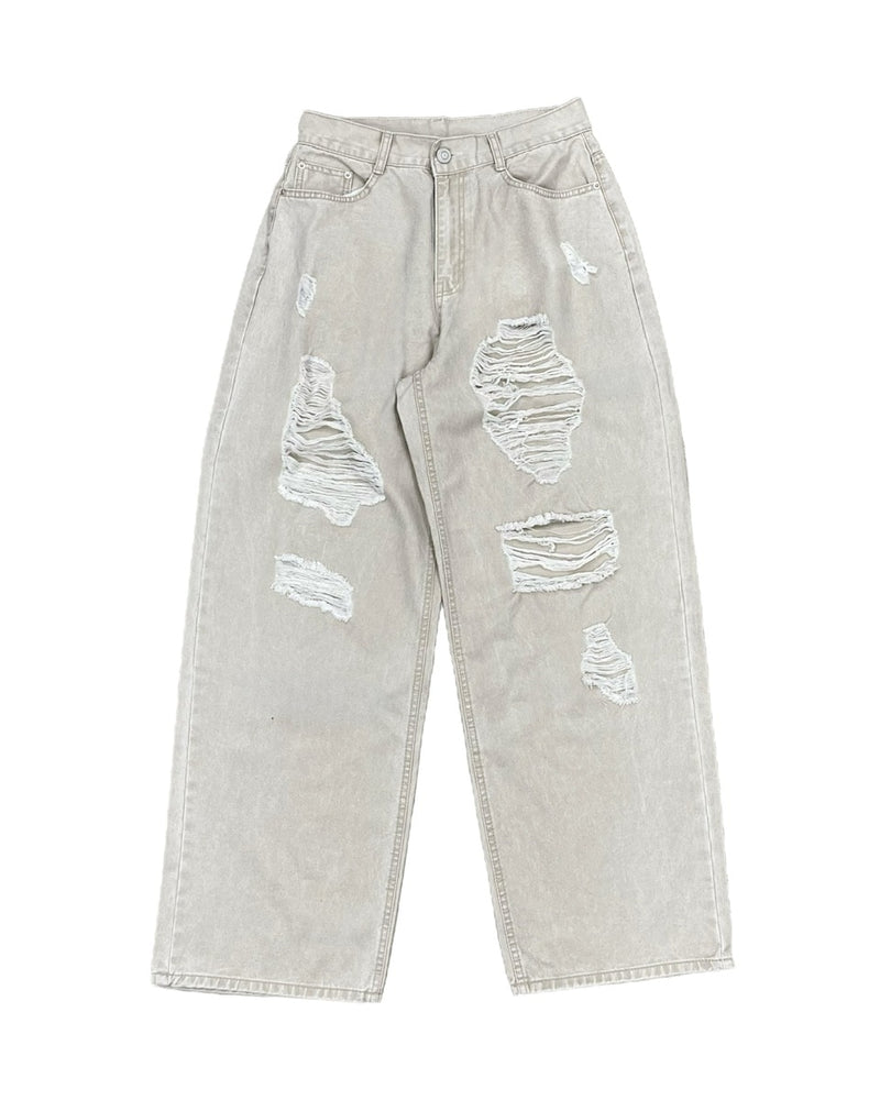 受注制【Chikashitsu +】damage cotton volume pants