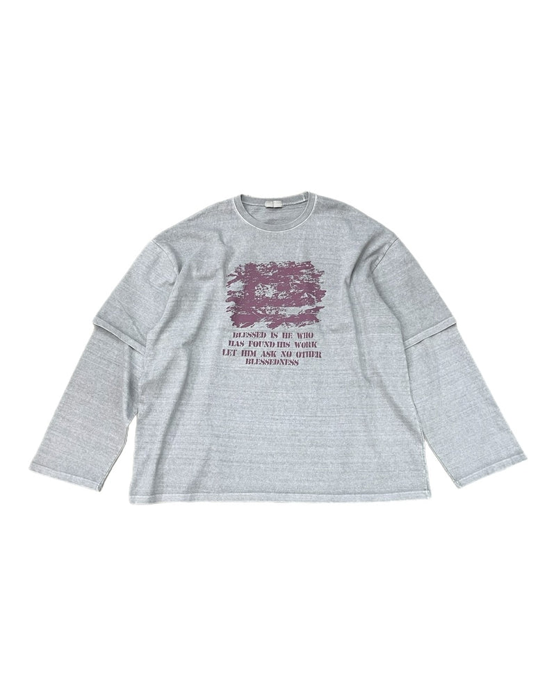 【Chikashitsu +】layered graphic long sleeve (2color) / 【チカシツプラス】レイヤードグラフィックプリント長袖Tシャツ