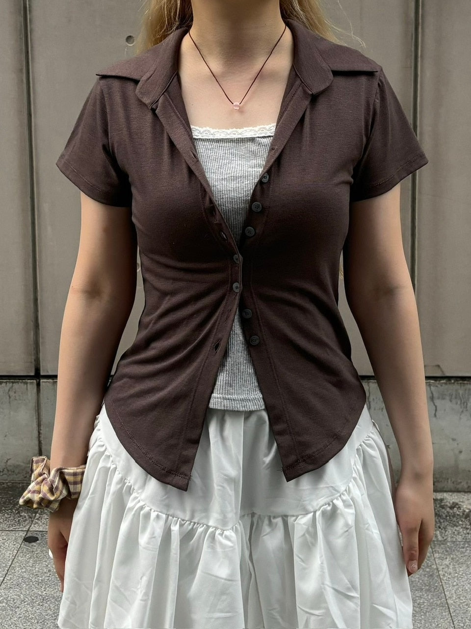 受注制【OaKS】slim collar short sleeve (4color)