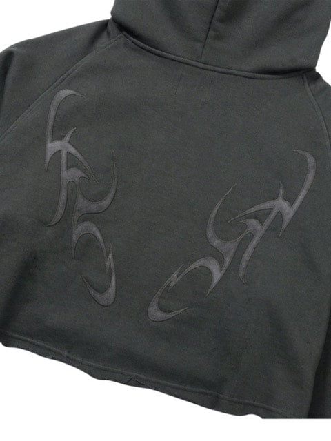 【AJOBYAJO】Tribal AJO Applique Cropped Hoodie