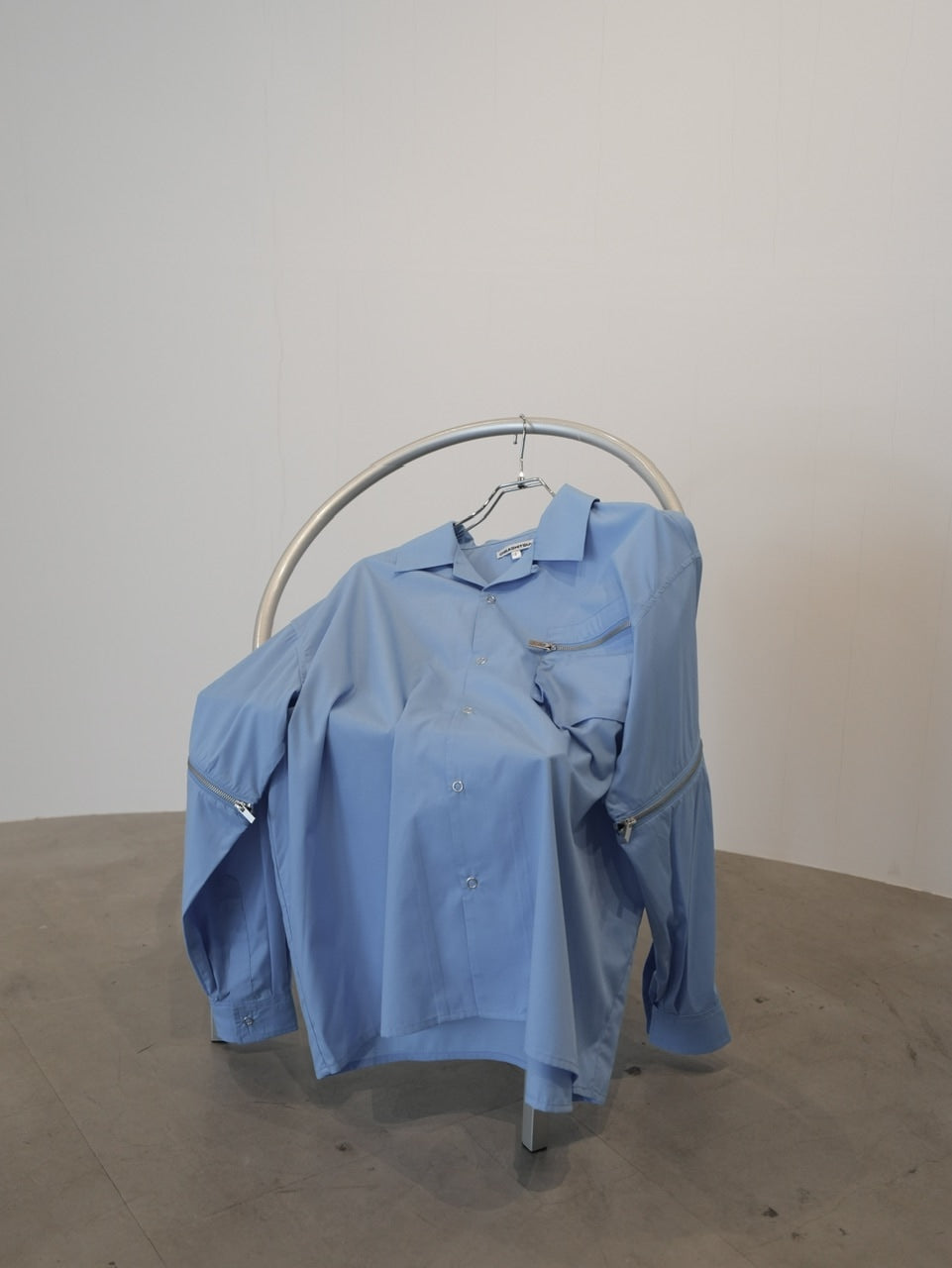 【CS】2way zip square cut shirt (blue) / 【シーエス】2ウェイジップスクエアカット長袖シャツ