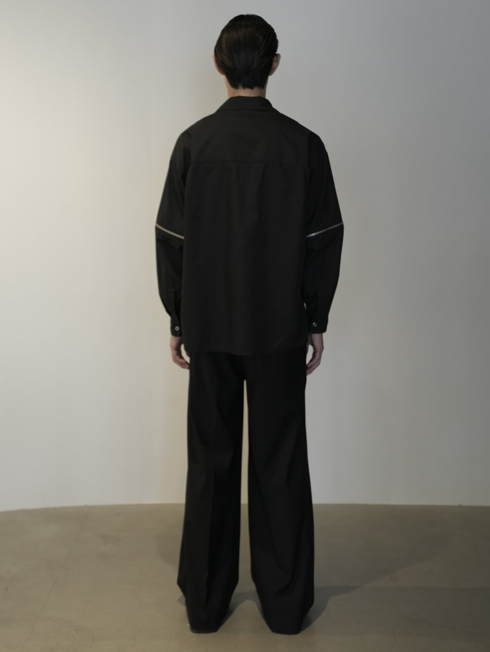 【CS】2way zip square cut shirt (black) / 【シーエス】2ウェイジップスクエアカット長袖シャツ