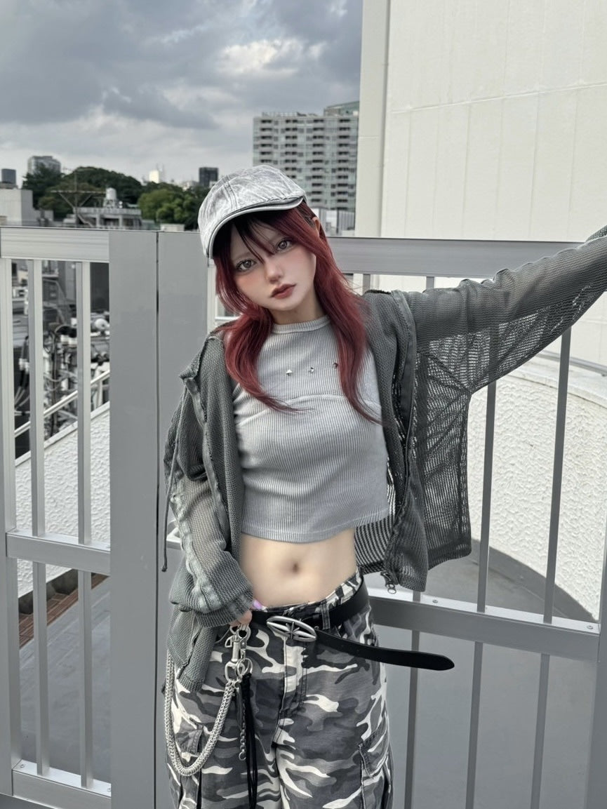 受注制【Never mind the XU】pigment rib crop tee (3color)