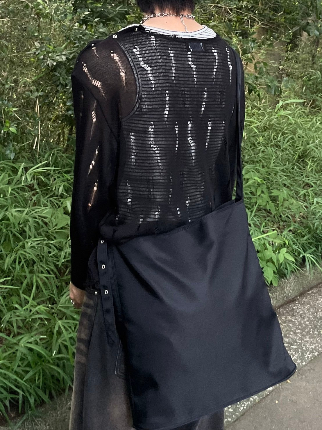 受注制【Chikashitsu +】shoulder button damage summer knit (3color)