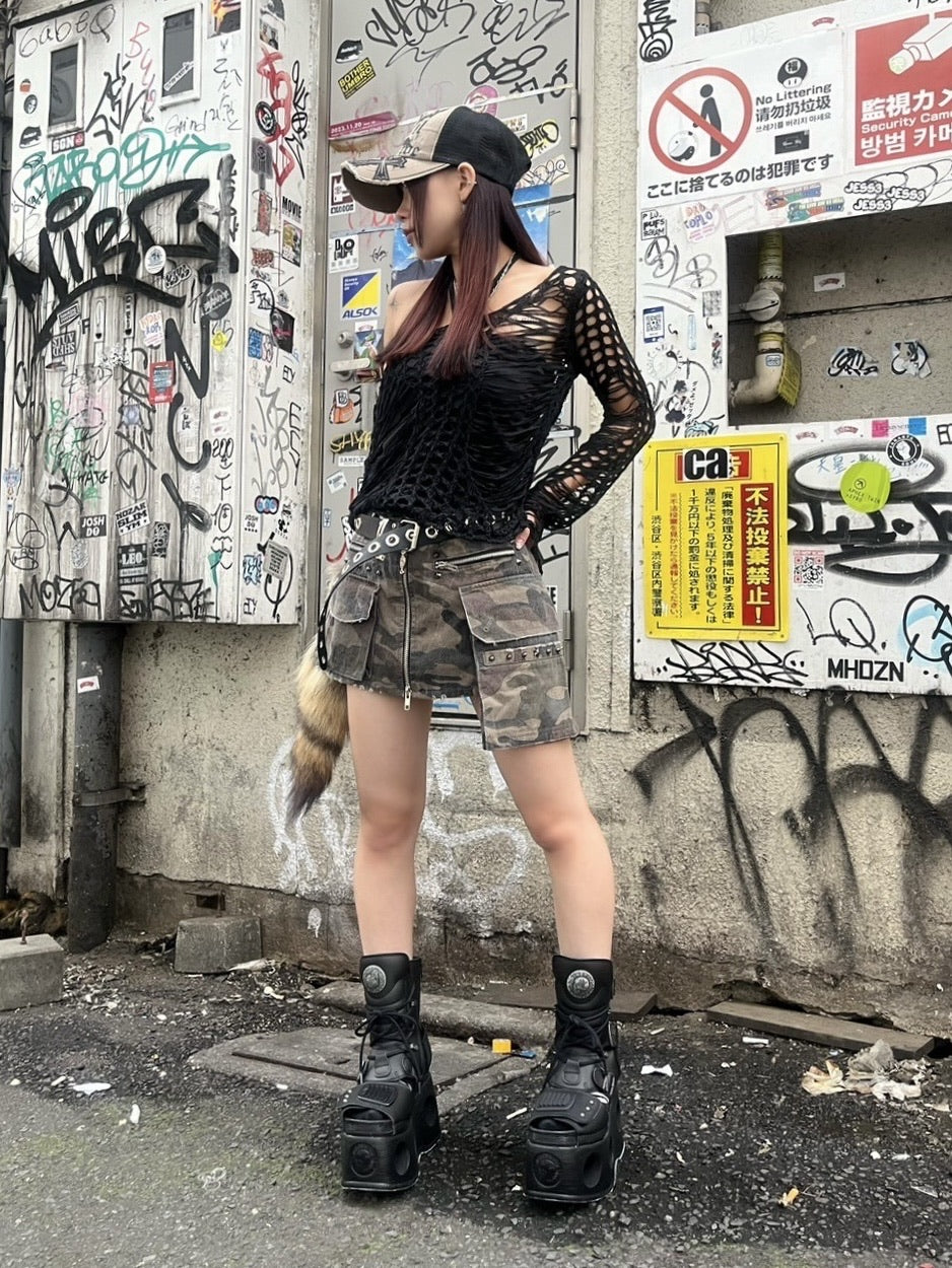 受注制【Never mind the XU】damage summer knit (3color)