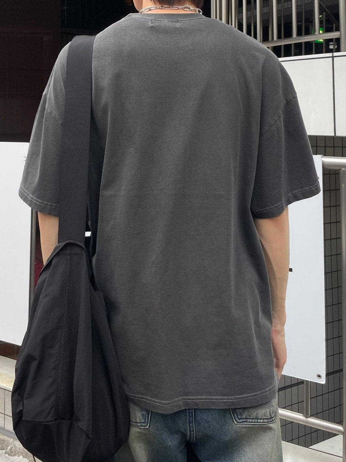 受注制【Chikashitsu +】pigment cross print t-shirt (2color)