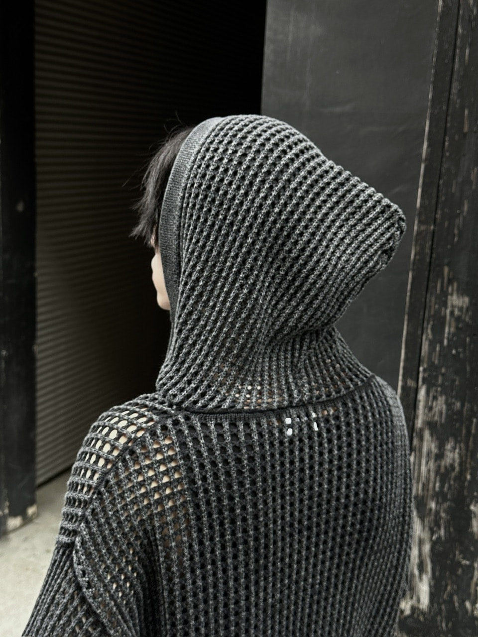大阪店WEB限定受注制【Chikashitsu +】mesh zip damage hoodie (2color) / 【チカシツプラス】メッシュダメージジップアップ長袖パーカー