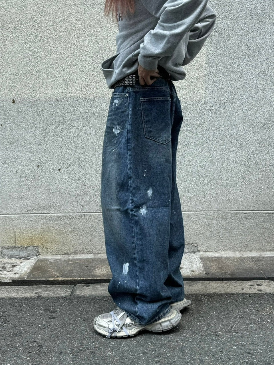 受注制【Chikashitsu +】painted buggy denim pants / 【チカシツプラス】ペイントバギーパンツデニムパンツ