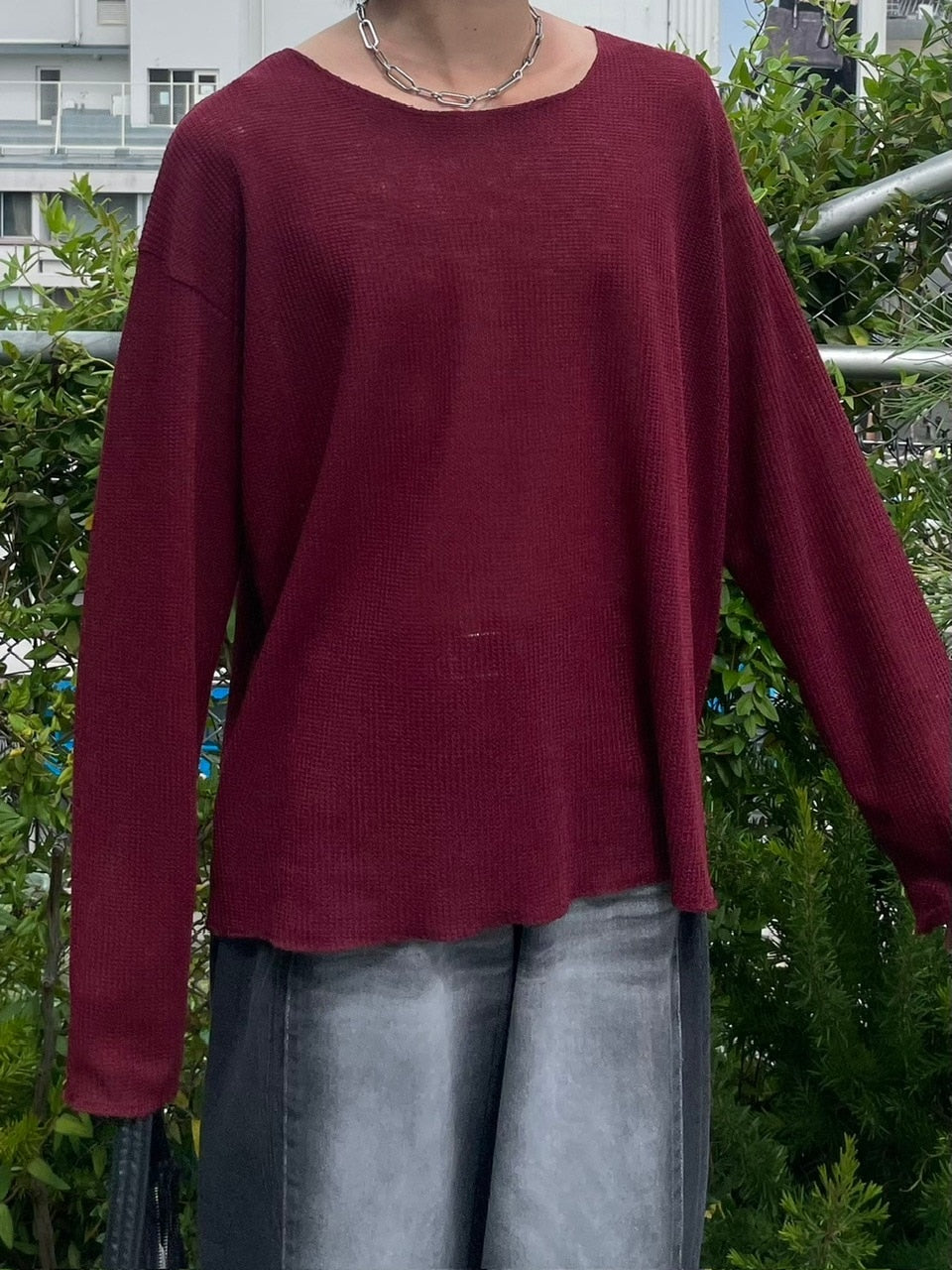 受注制【Chikashitsu +】wide neck light knit (4color)