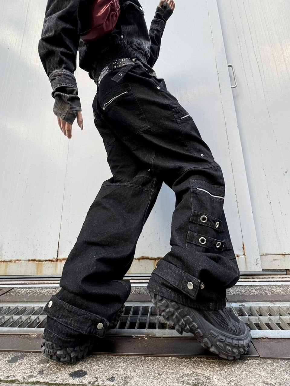 受注制【Chikashitsu +】steel ring denim cargo pants