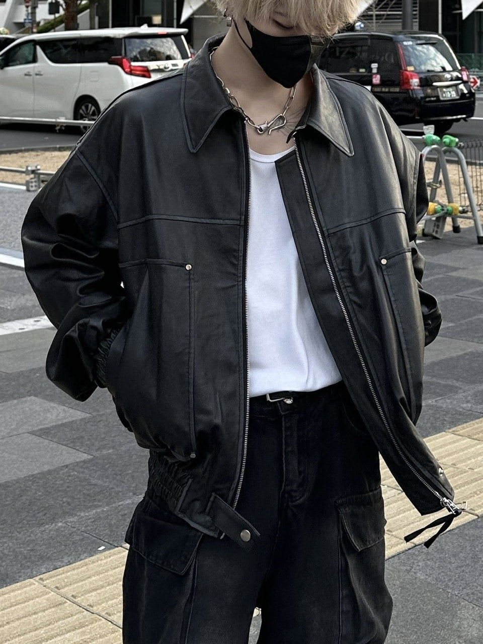 大阪店WEB限定受注制【Chikashitsu +】washing vegan leather jacket (2color)