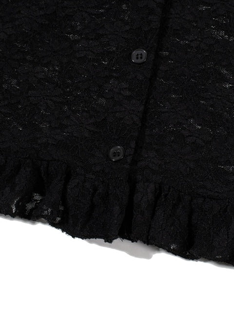 【Uglyshadow】LACE FRILL CARDIGAN / 【アグリーシャドウ】レースフリル長袖カーディガン