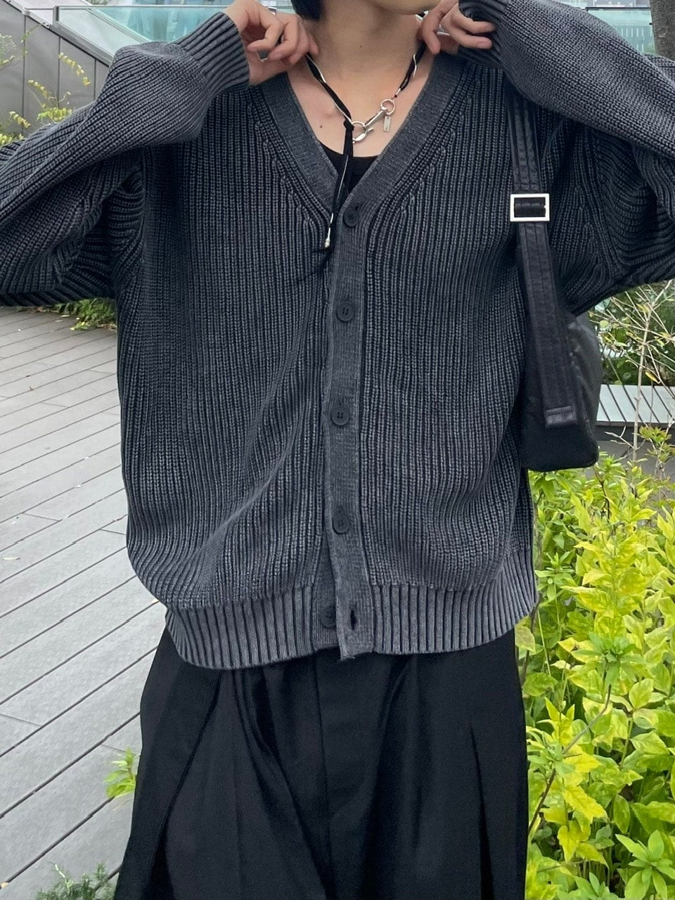 【Chikashitsu +】dirty wash cotton cardigan (3color) / 【チカシツプラス】ダーティウォッシングコットンクロップカーディガン