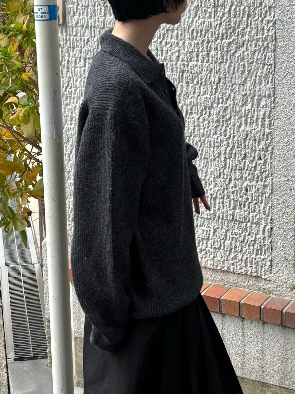 受注制【Chikashitsu +】wool touch lib knit polo (4color) / 【チカシツプラス】ウールタッチリブ長袖ニット