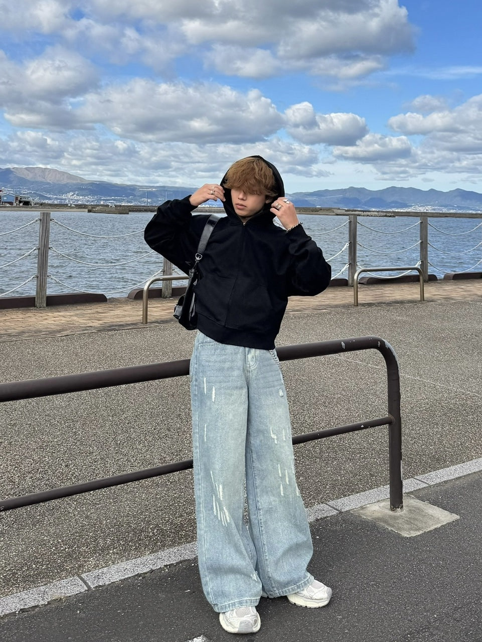 国際配送【RENOL】cropped zip up hoodie (2color)