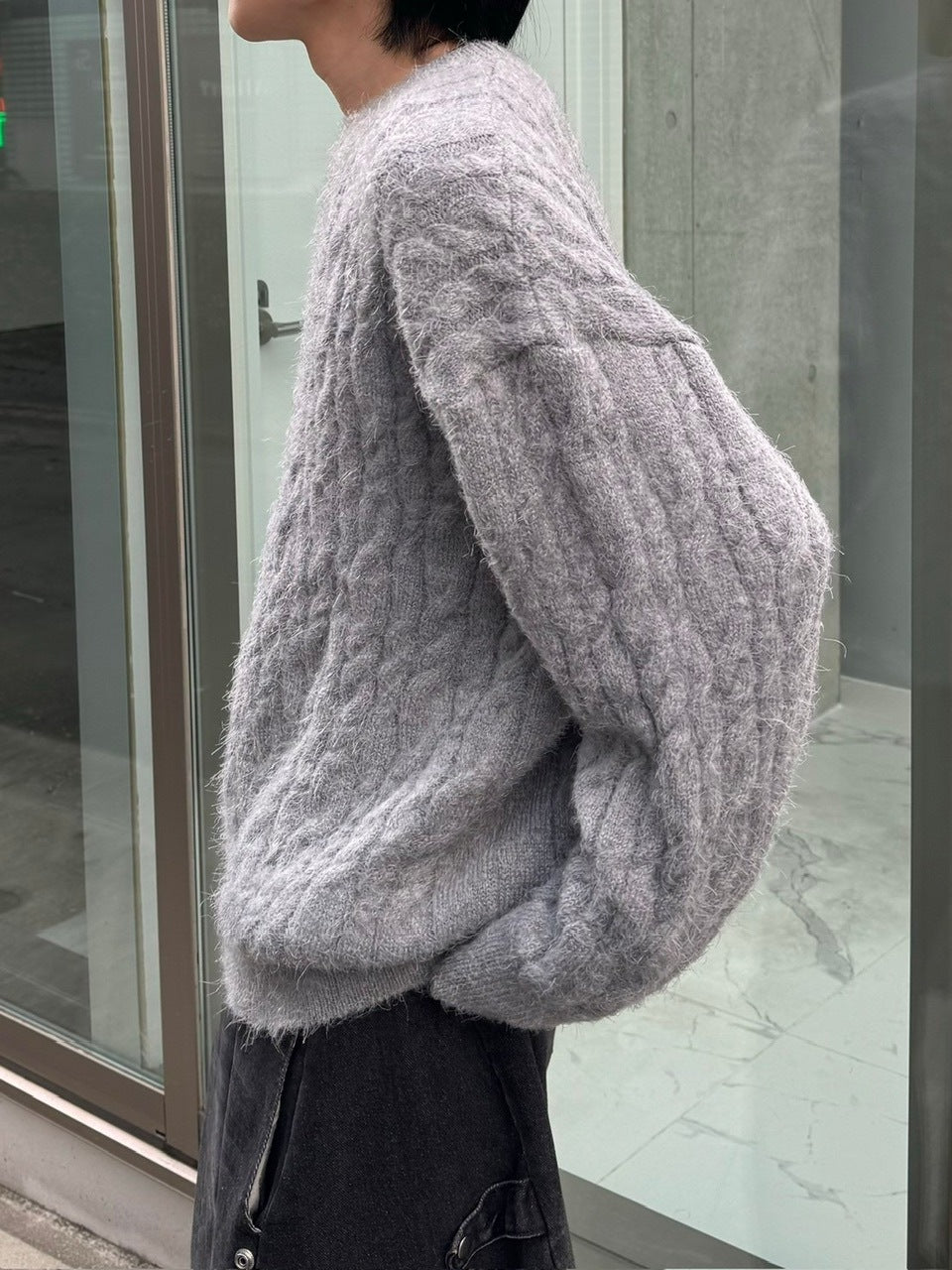 受注制【Chikashitsu +】angora like cable knit (3color)