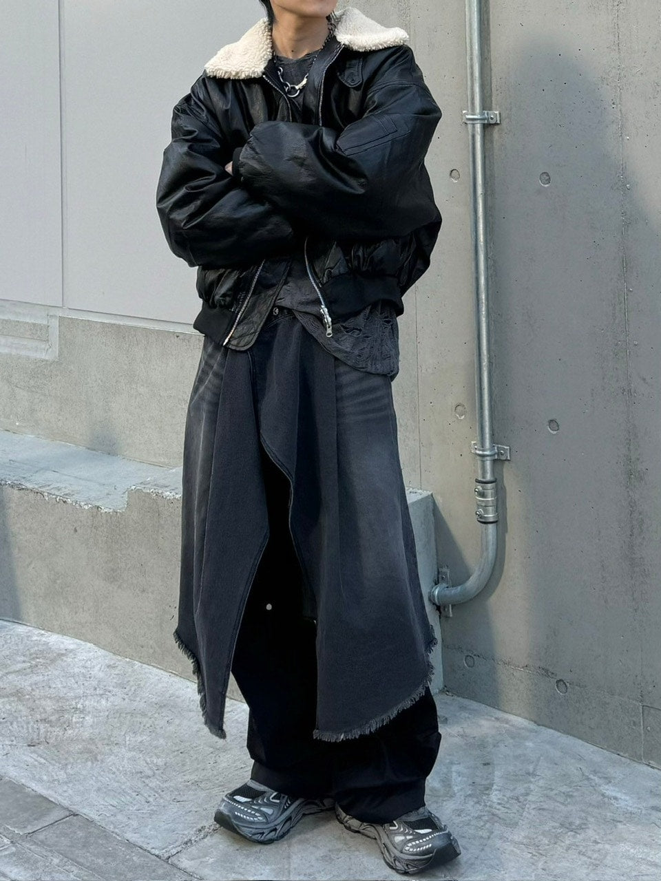 受注制【Chikashitsu +】wrapping design denim skirt (2color)