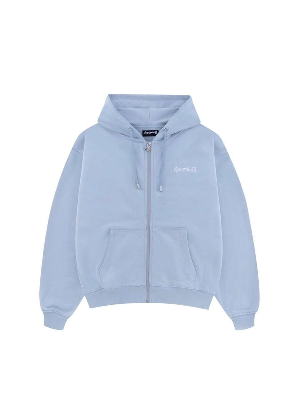 【SUPPLIER】2-Tone Rhinestone Cross Zip Hoodie