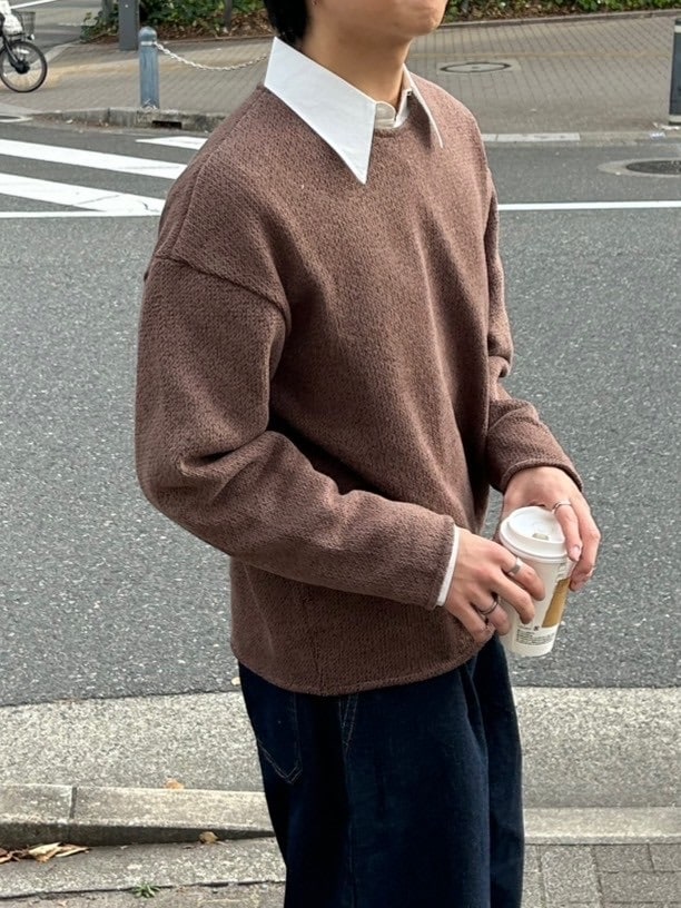 受注制【Chikashitsu +】loose fit round knit (4color)