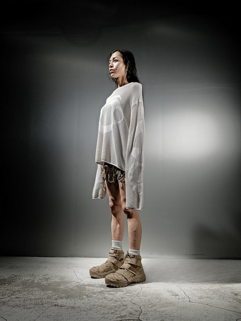 【DIG YOUR OWN GRAVE】MESH DIG LOGO KNIT / 【ディグユアオウングレイブ】メッシュロゴ長袖ニット