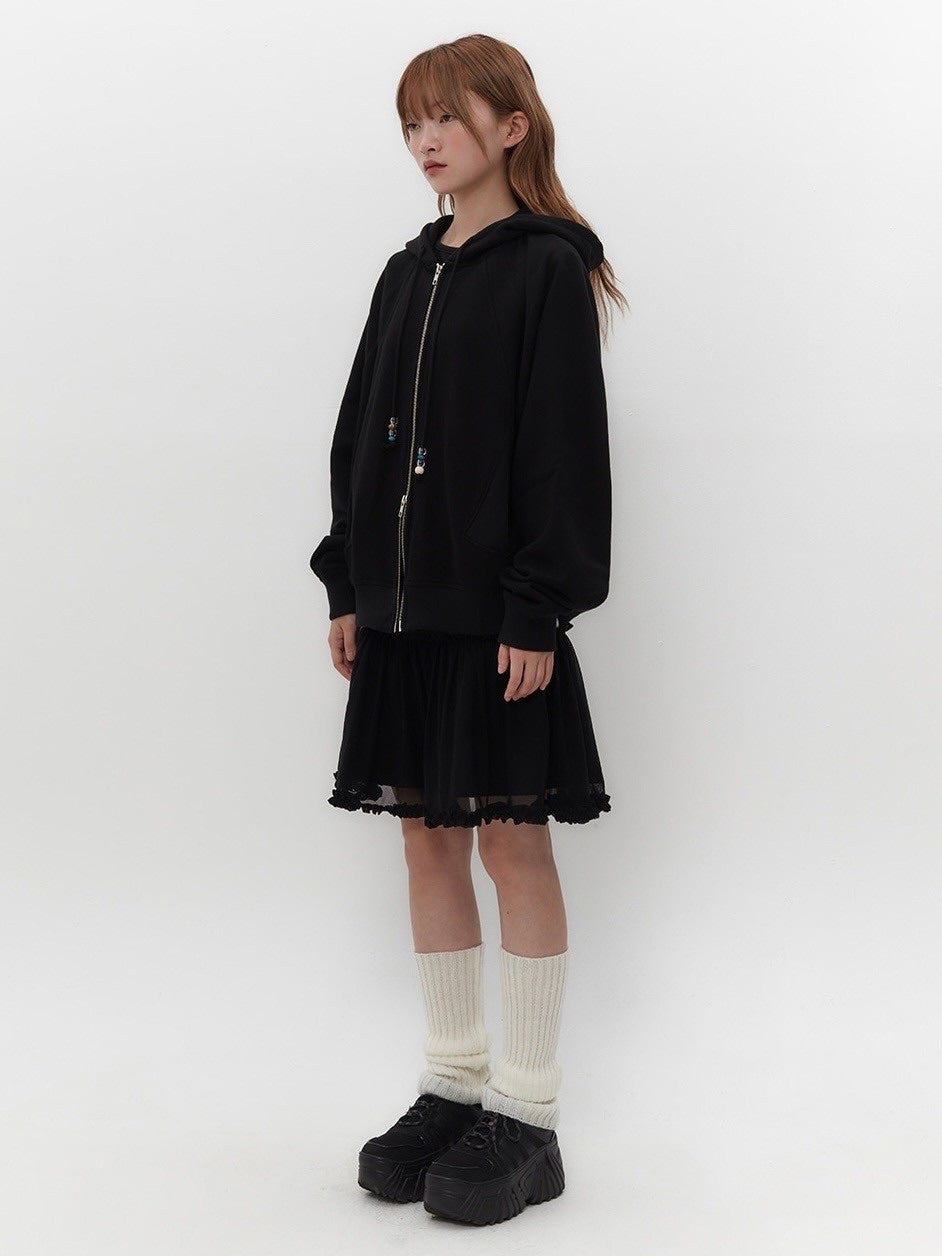 【TUOMIO】STRING CHARM HOOD ZIP-UP