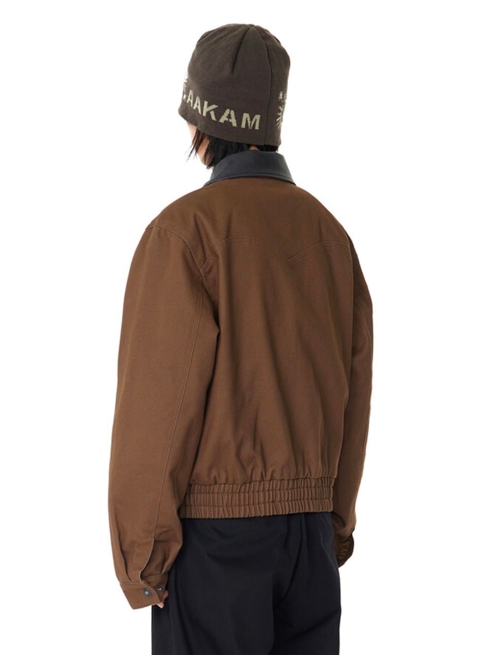 【AAKAM】Contrast Leather Work Jacket