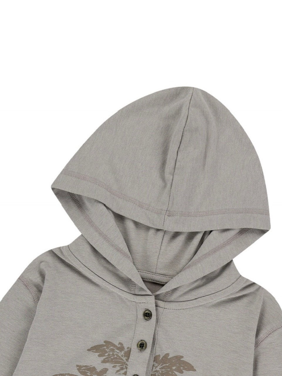 【AAKAM】Studded Leaf Hooded Long Sleeve