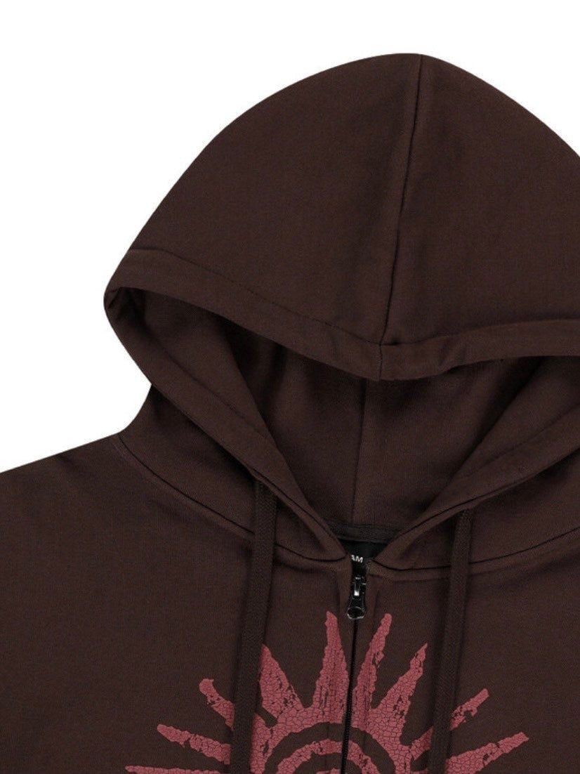 【AAKAM】Cracked Sun Zip-Up Hoodie