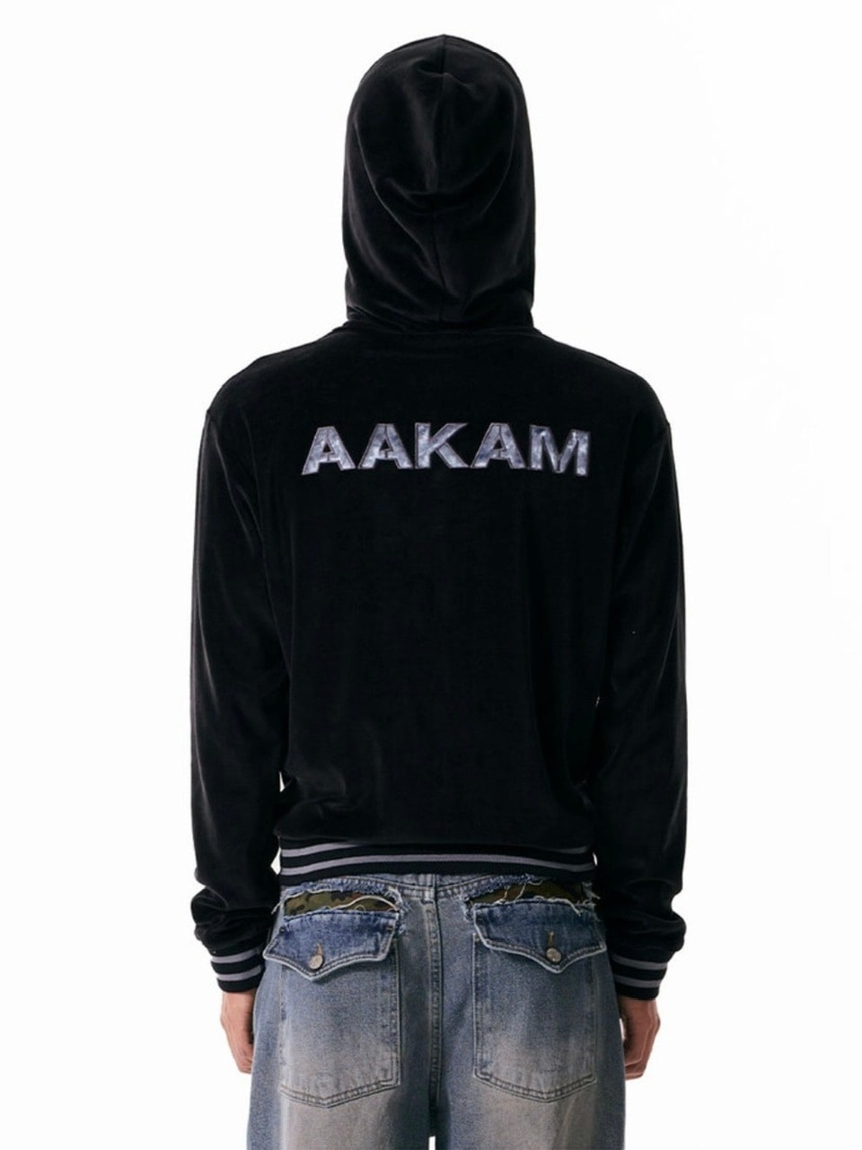 【AAKAM】98 Patch Velour Zip-Up Hoodie