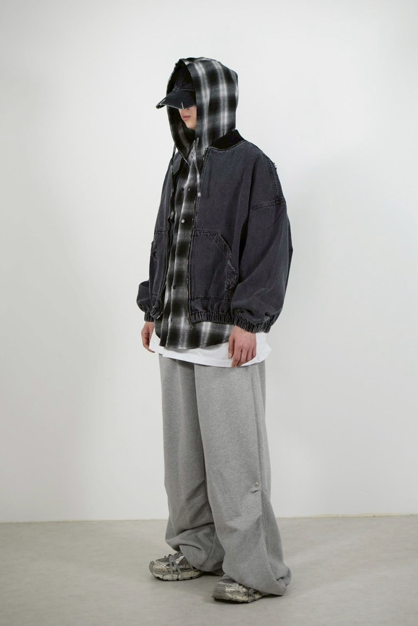 【Chikashitsu +】denim flight bomber jacket (2color)