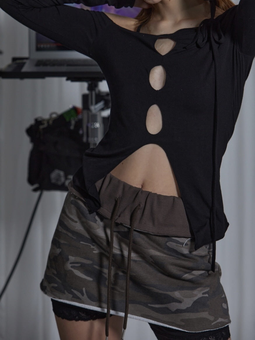 【GATELESS】CAMOUFLAGE MINI SKIRT PANTS