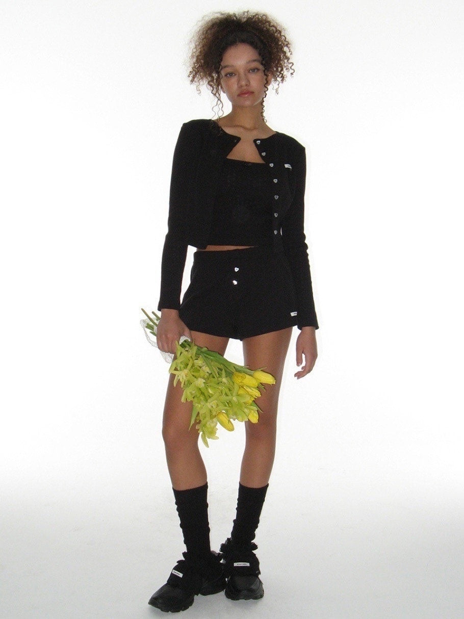 【CRANK】HEART BUTTON EYELET SHORTS