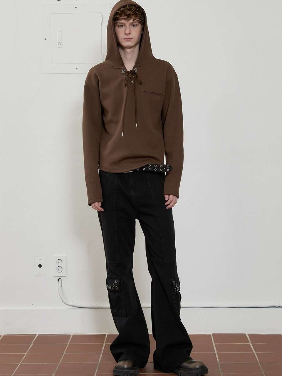 【ESC STUDIO】eyelet waffle hoodie