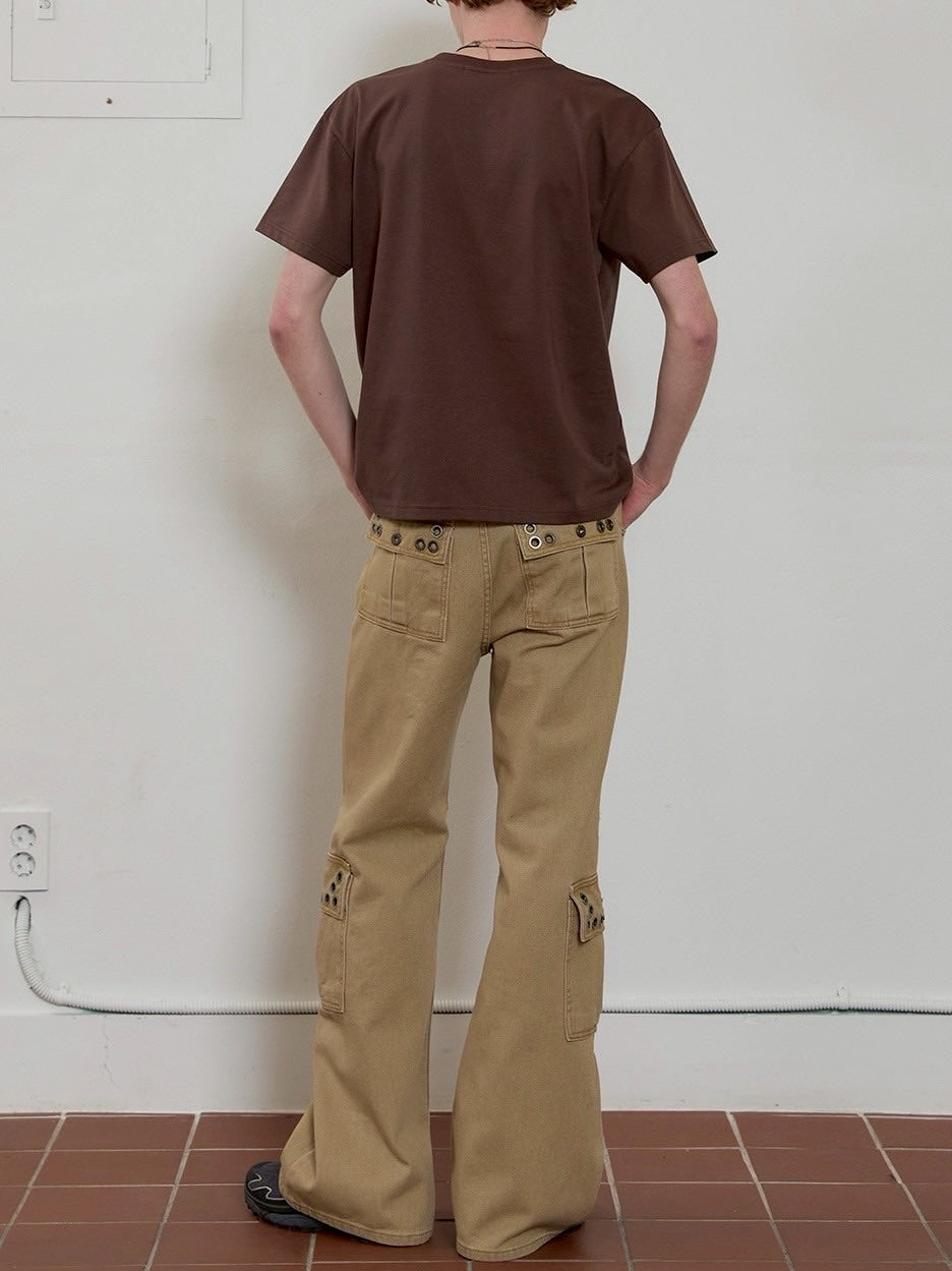 【ESC STUDIO】eyelet denim bootcut pants / 【イーエスシースタジオ】アイレットブーツカットデニムパンツ