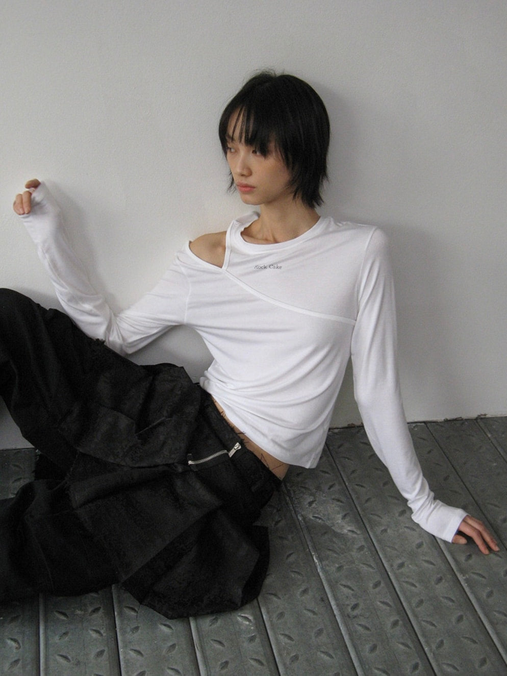 【ROCK CAKE】One Shoulder Layered Top