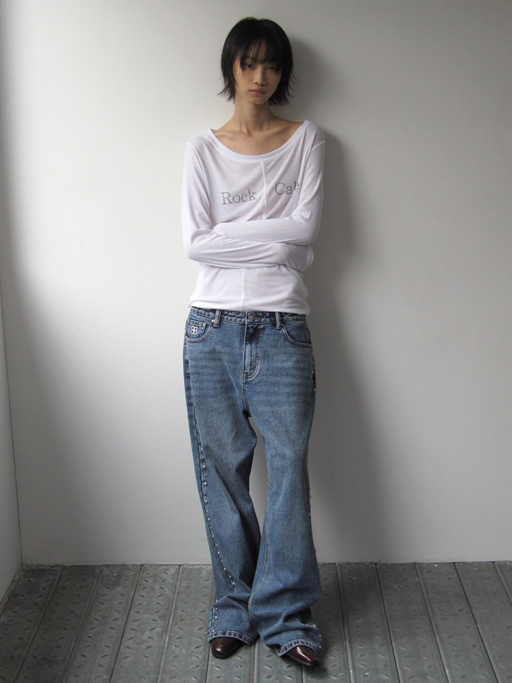 【ROCK CAKE】Studded Line Point Jeans