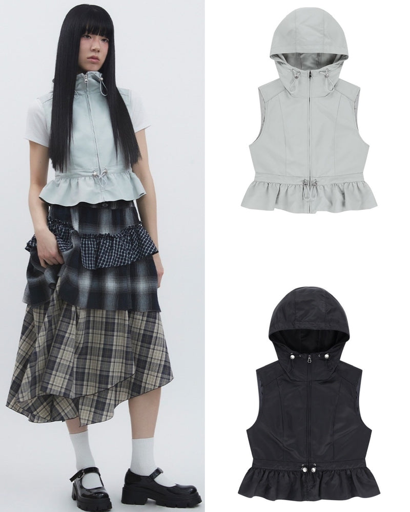 【TUOMIO】NYLON HOODED VEST