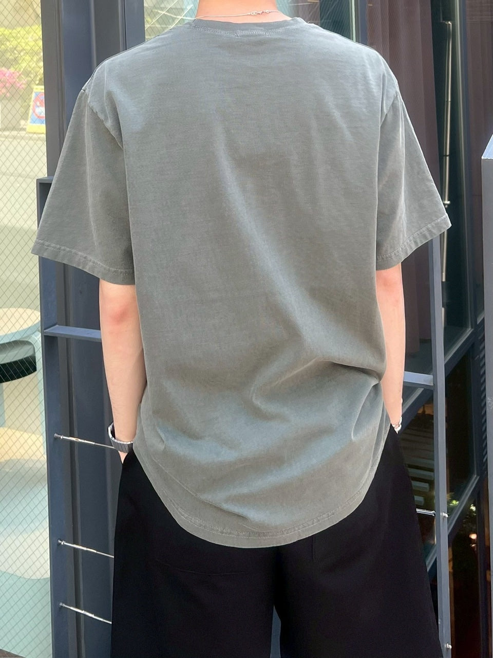 受注制【Chikashitsu +】pigment croque logo t-shirt (3color) / 【チカシツプラス】ピグメントオーバーサイズロゴ半袖Tシャツ