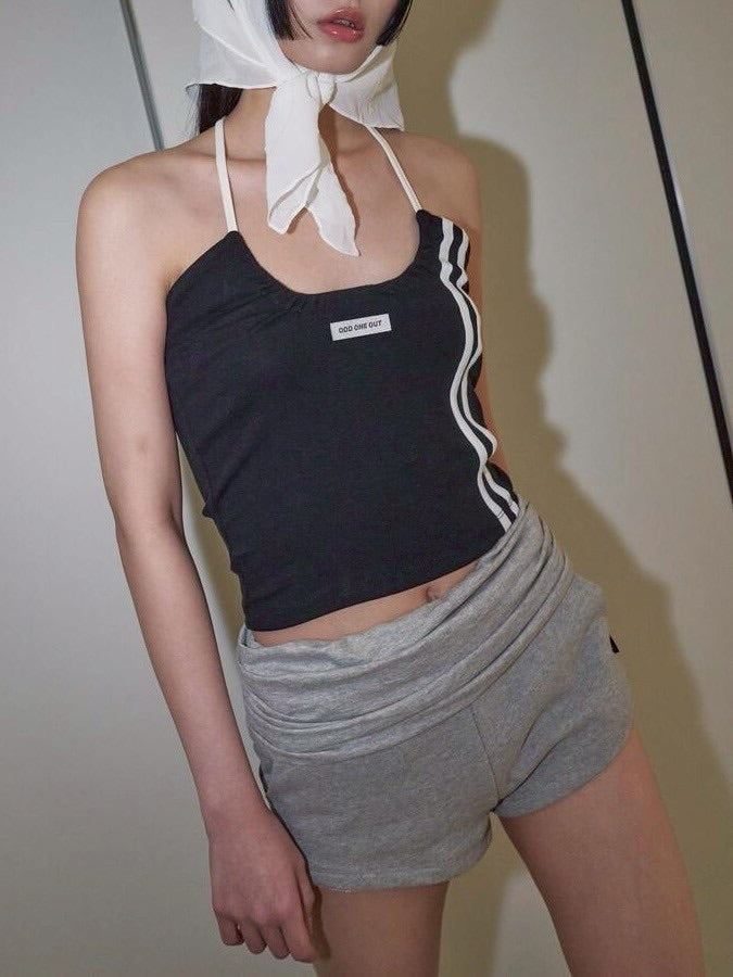 【ODDONEOUT】TWO LINE HALTER NECK TOP