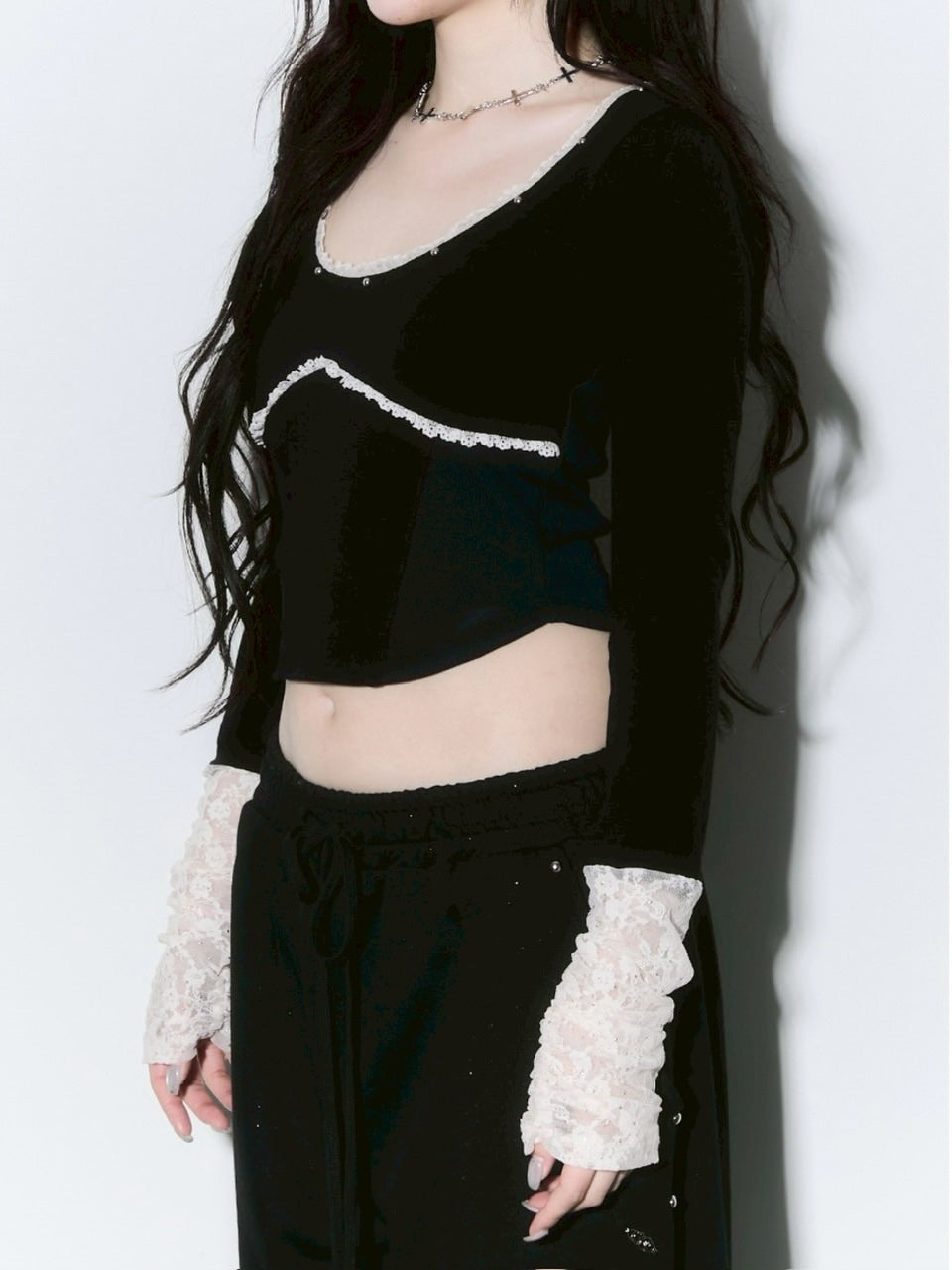 【CHERRYQUIRI】corset stud long sleeve