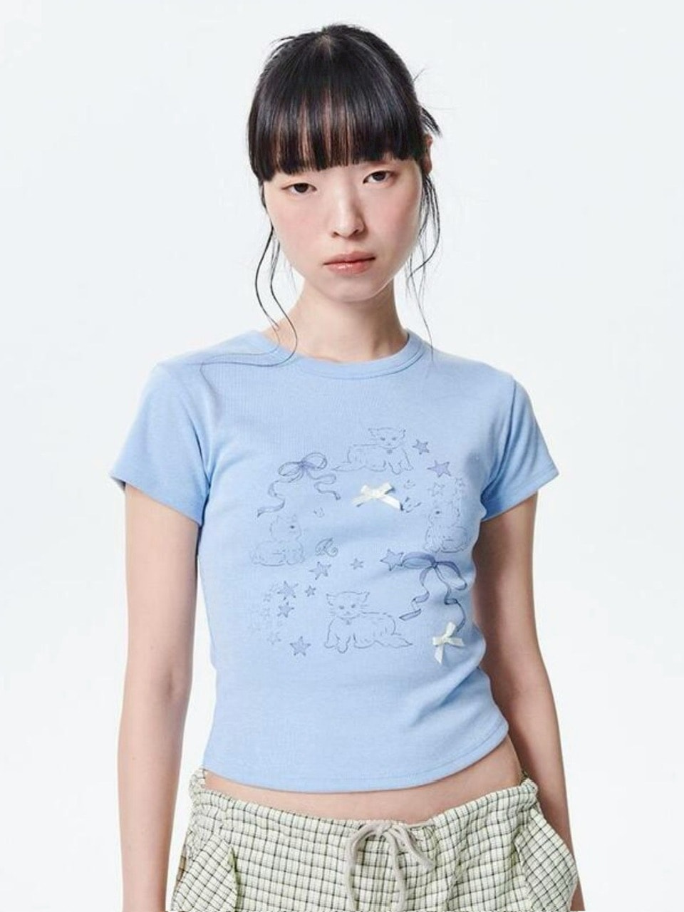 【runningHIGH】RIBBON CAT H/S TEE / 【ランニングハイ】リボンキャットプリント半袖Tシャツ