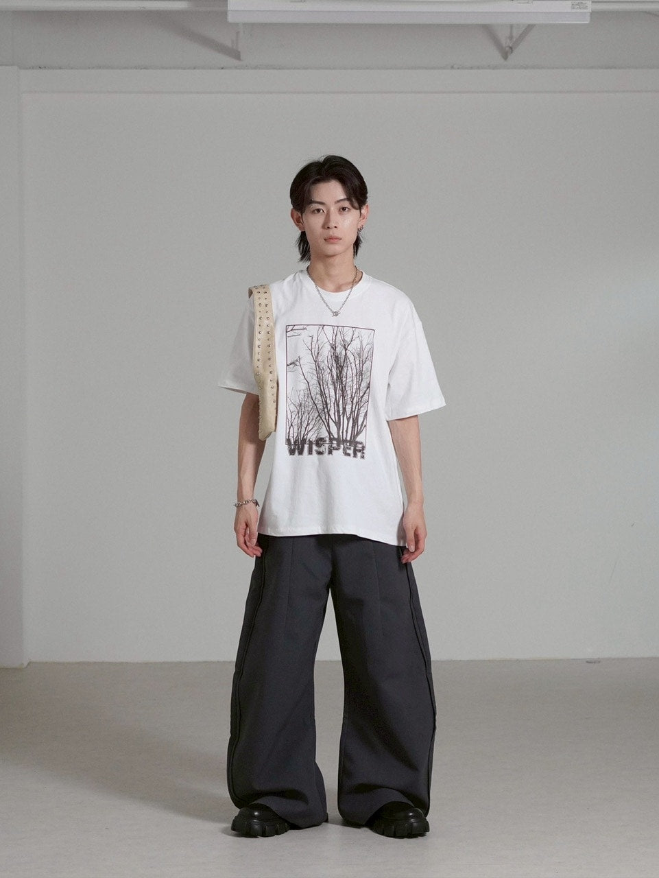 【Chikashitsu +】whisper tree t-shirt (3color) / 【チカシツプラス】ウィスパーツリープリント半袖Tシャツ