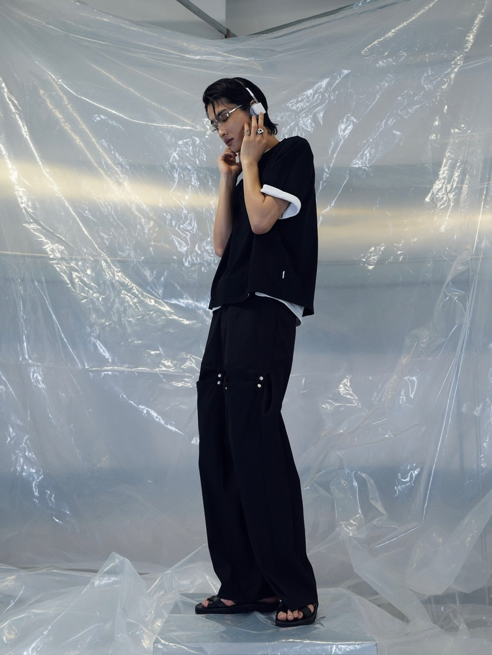 【CS】FLOW FIT DRAPE SLACKS(BLACK)