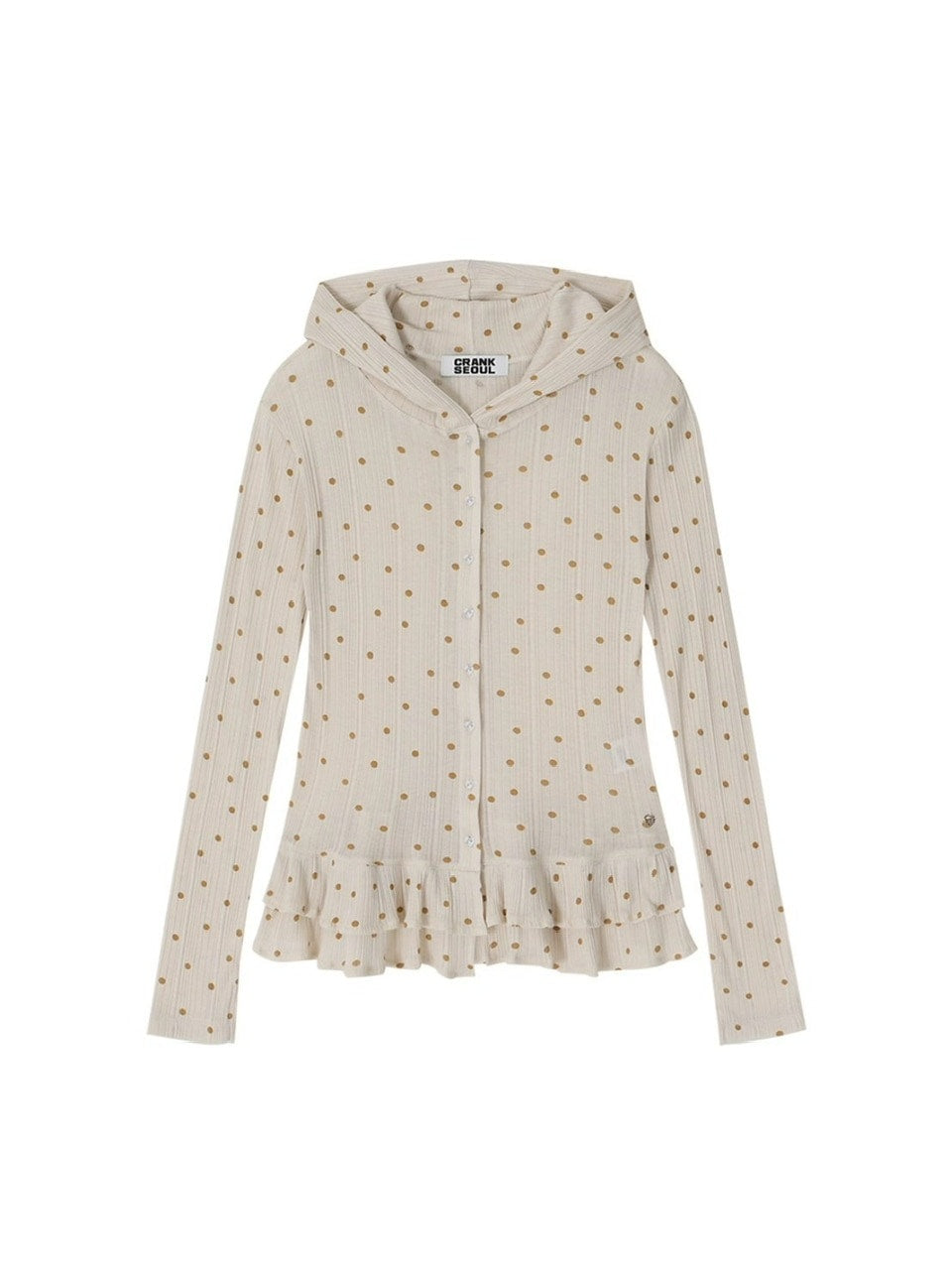 【CRANK】DOT FRILL SHEER HOOD CARDIGAN
