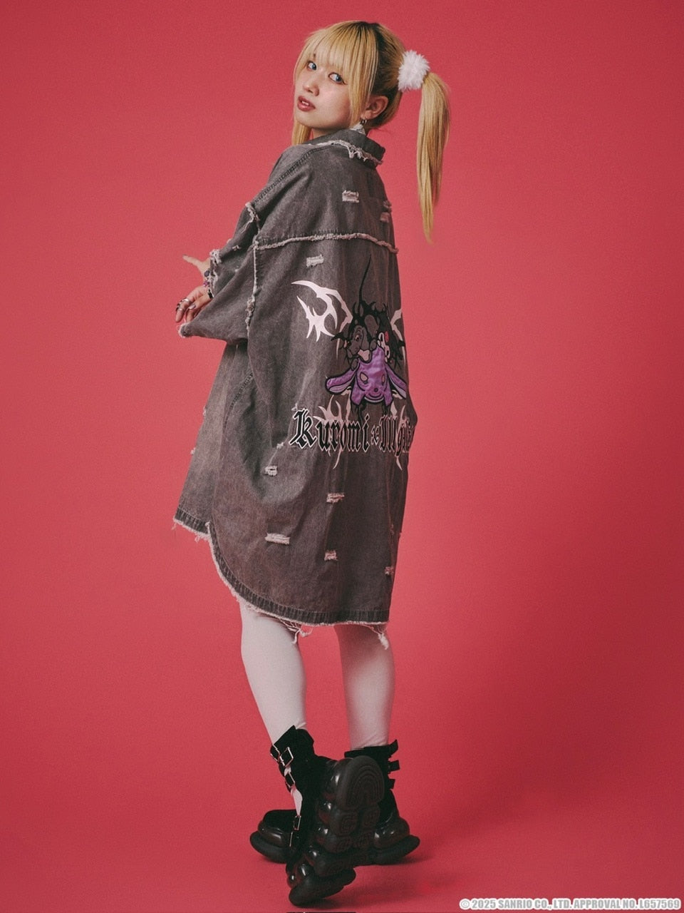 【GALFY×KUROMI】イルガルフィーボロボロデニム半袖BIGシャツ