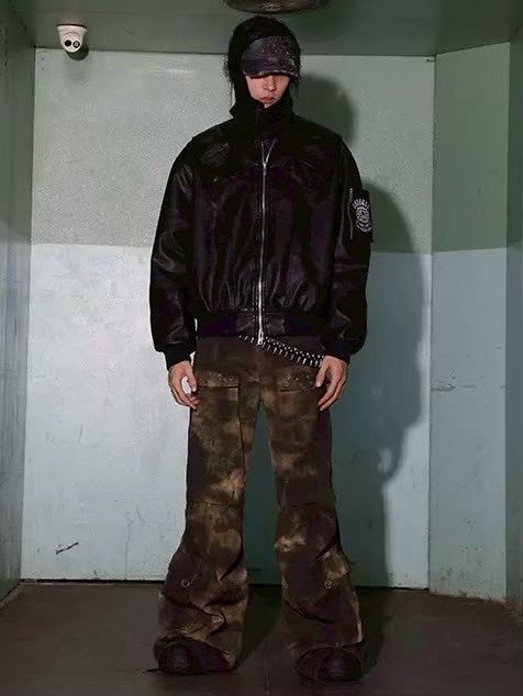 【DND4DES】CAMO DISTRESSED OVERSIZE CARGO PANTS