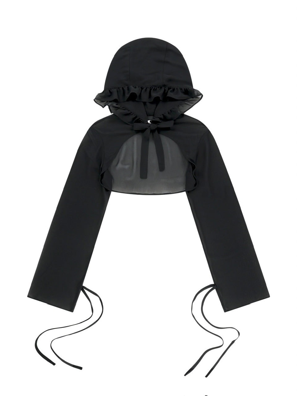 【TUOMIO】CHIFFON HOODED BOLERO / 【トゥオミオ】シフォンフードボレロ